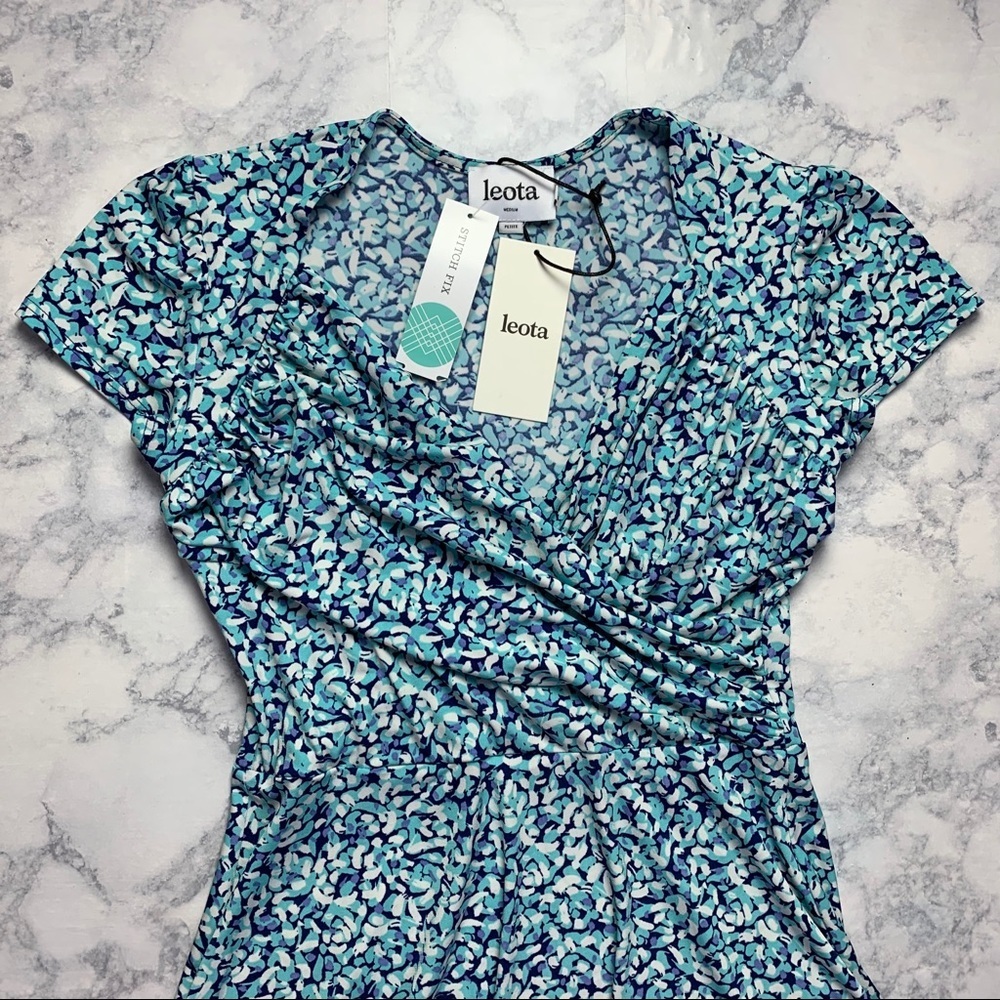 Leota Blue and White Midi Dress